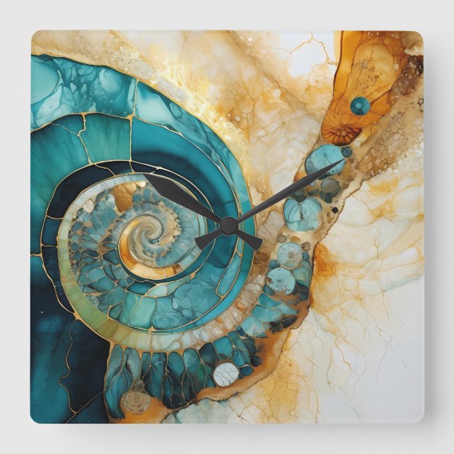 Ammonite Gem Fossil Wall Clock (Front)