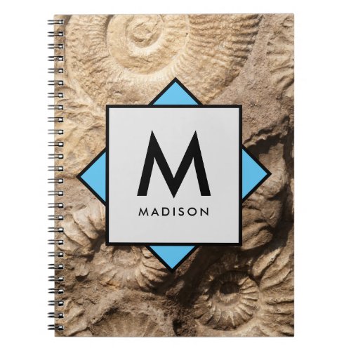 Ammonite Sea Shells with Your Name and Monogram on Notebook