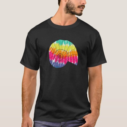 Ammonite With Tie Dye Print For Fossil Hunting T_Shirt