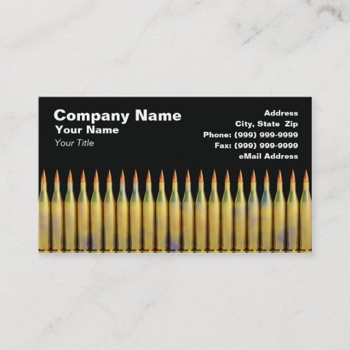 Customizable Ammunition Against Black Background Business Card