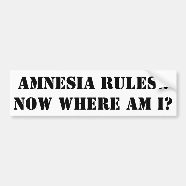Amnesia Bumper Sticker (Front)