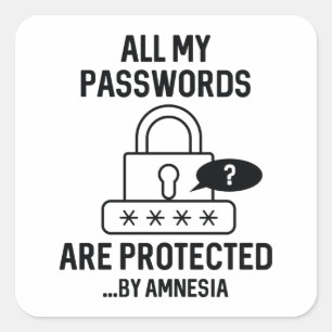 Amnesia Passwords Square Sticker