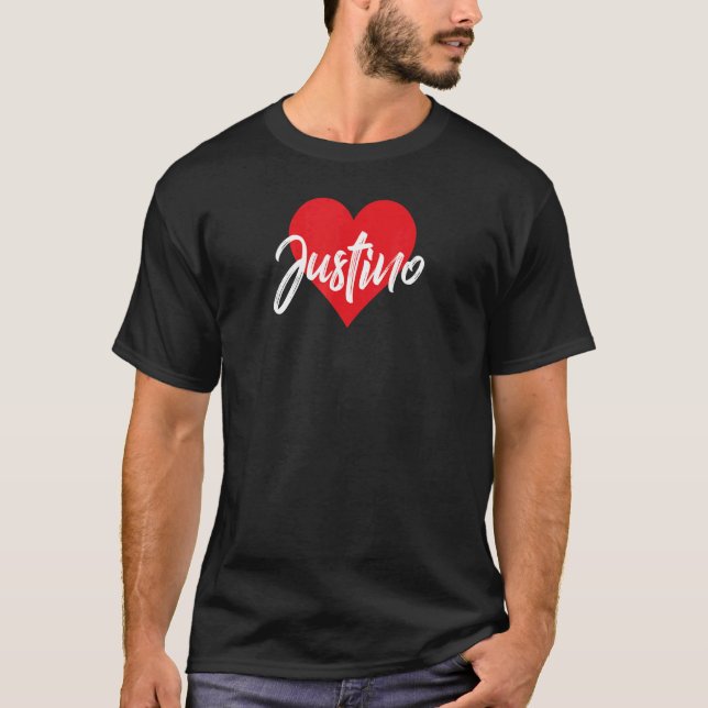 Amo A Justino Primer Nombre Yo Corazón T-Shirt (Front)