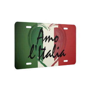 Amo l'Italia Italy Flag Metal License Plate
