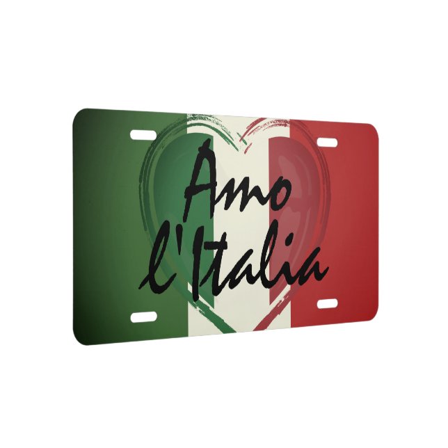 Amo l'Italia Italy Flag Metal License Plate (Right)