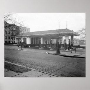 Amoco Gas Station, 1925. Vintage Photo Poster