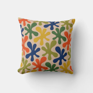 Amoeba Dance Retro Contemporary Abstract Pattern Throw Pillow