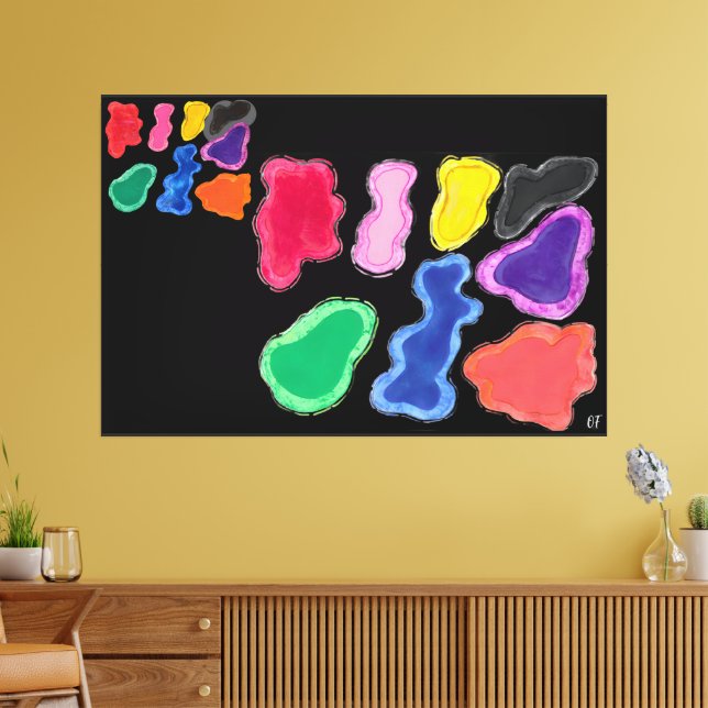 Amoebas in the Microbes Stretched Canvas Print (Insitu(LivingRoom))