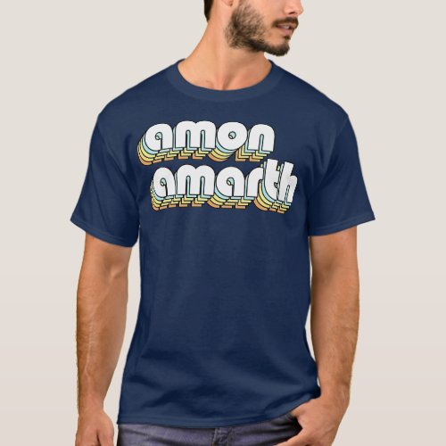 Amon Amarth Retro Rainbow Typography Faded Style T_Shirt