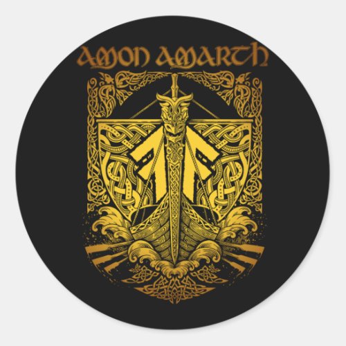 Amon Amarth Retro_Style Fan Art Design Classic Round Sticker