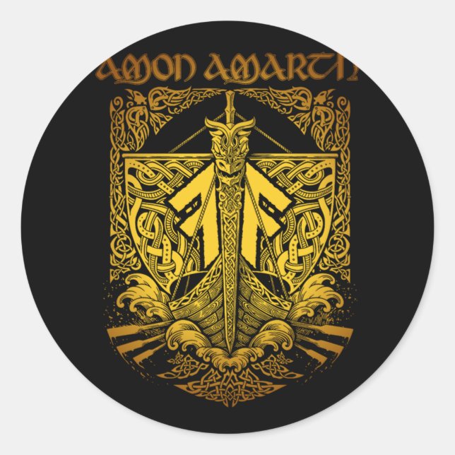 Amon Amarth Retro-Style Fan Art Design Classic Round Sticker (Front)