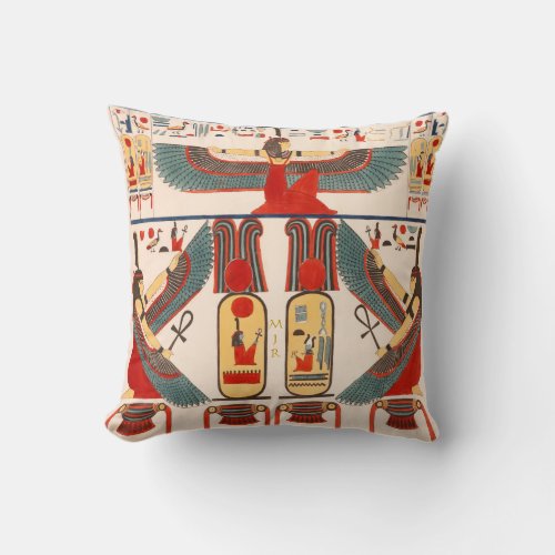 Amon Ra Blessings _ Egyptian Tomb Hieroglyphics Throw Pillow