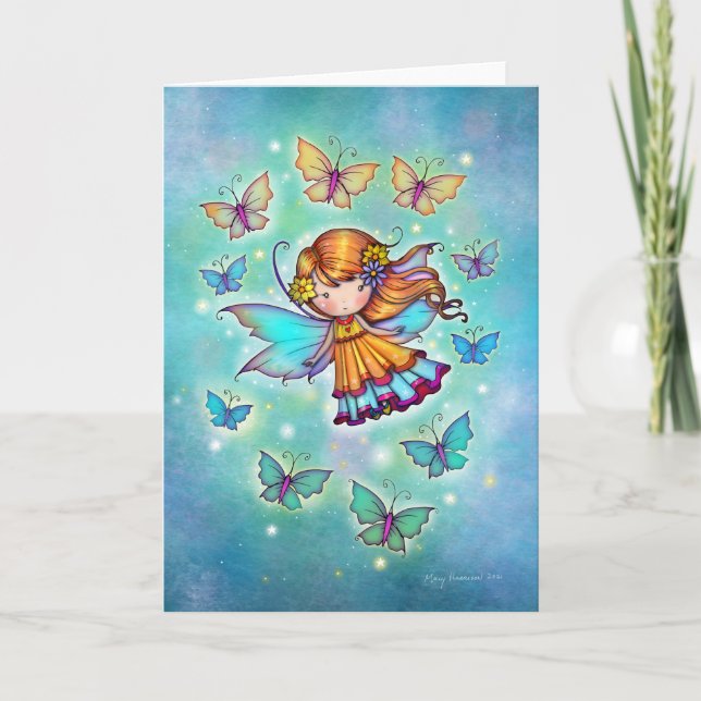 Among Butterflies Sweet Fairy by Molly Harrison Card (Front)