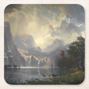 Among Sierra Nevada California mountain landscape  Square Paper Coaster