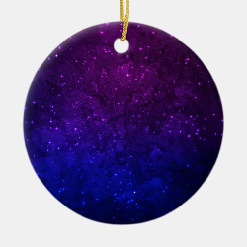 Among Stars in the Blue and Purple Galaxy Ceramic Ornament