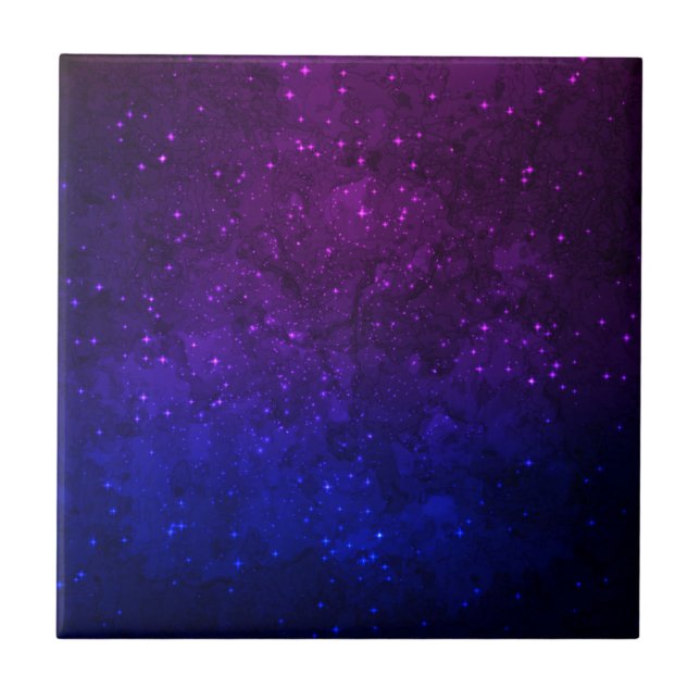 Among Stars in the Blue and Purple Galaxy Ceramic Tile (Front)
