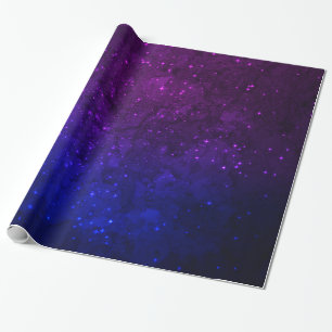 Among Stars in the Blue and Purple Galaxy Wrapping Paper