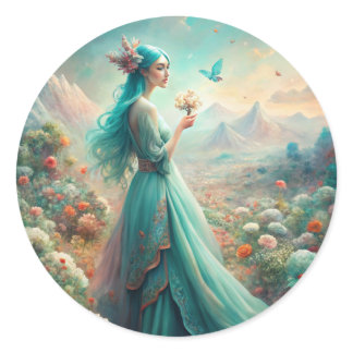 Among the Flowers Classic Round Sticker