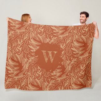 Among the Leaves Monogram Green Fleece Blanket