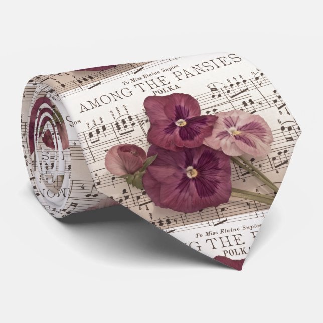 Among The Pansies Neck Tie (Rolled)