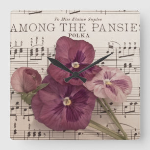 Among The Pansies Square Wall Clock