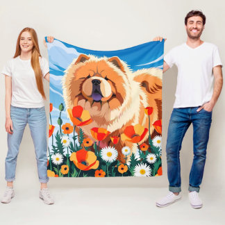 AMONG THE POPPIES Chow  Fleece Blanket
