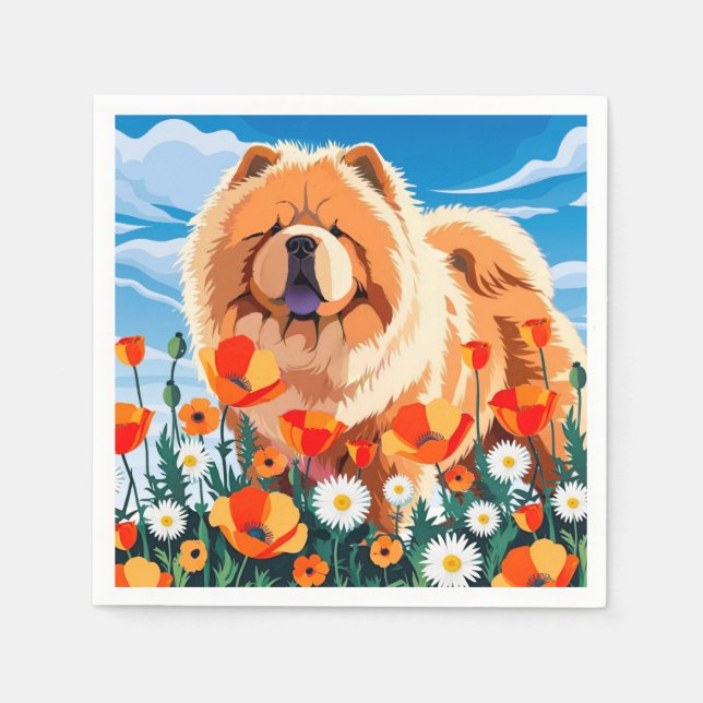 AMONG THE POPPIES Chow  Napkins (Front)