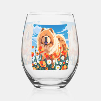 AMONG THE POPPIES Chow Stemless Wine Glass