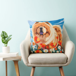 AMONG THE POPPIES Chow Throw Pillow
