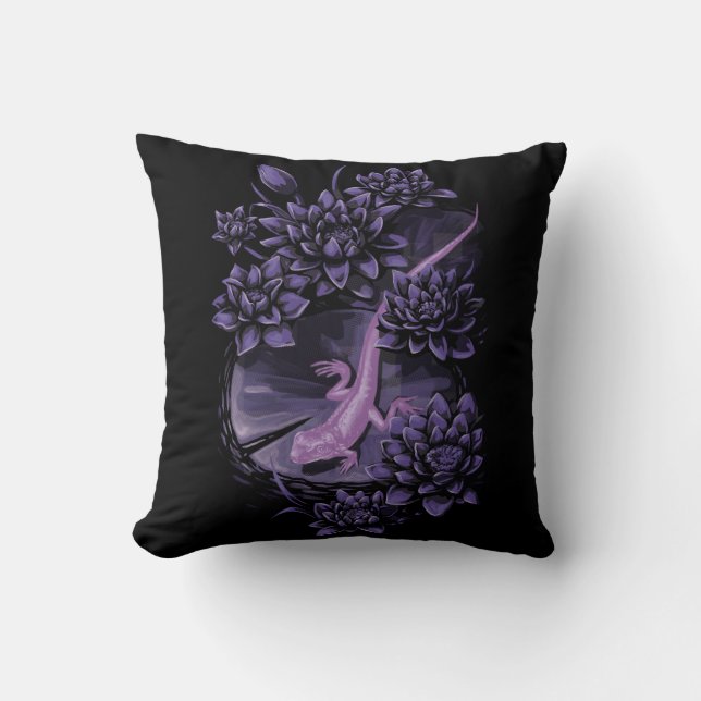 Among the Purple Lilies Throw Pillow (Front)