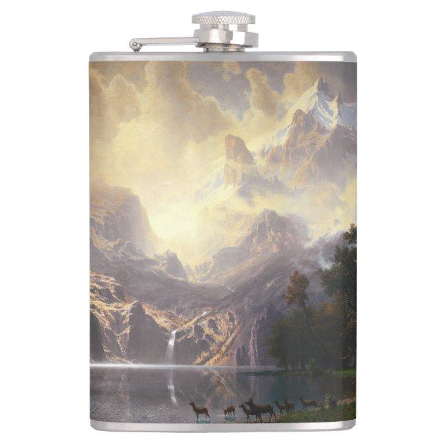Among the Sierra Nevada, California, Bierstadt Art Flask (Front)
