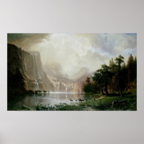 Among the Sierra Nevada Mountains by Bierstadt Poster