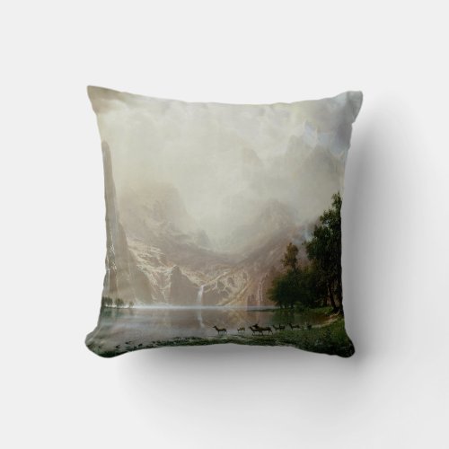 Among the Sierra Nevada Mountains by Bierstadt Throw Pillow