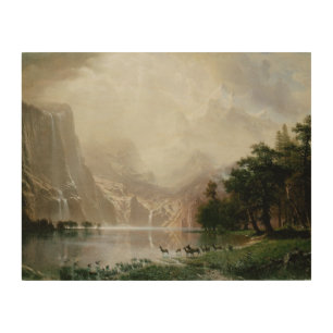 Among the Sierra Nevada Mountains by Bierstadt Wood Wall Art