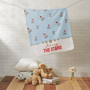 Among the Stars – Cute Rocket Ships Space Pattern Baby Blanket