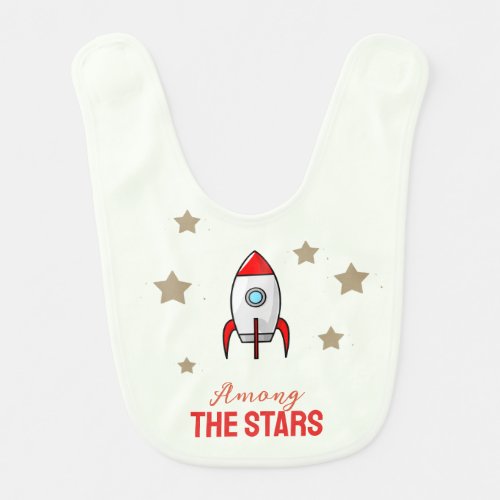 Among the Stars Rocket Ship Baby Bib