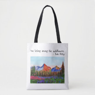 Among The Wildflowers Inspirational Faith Quote Tote Bag
