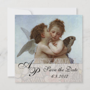 Amor and Psyche as Children Wedding Party Monogram Invitation