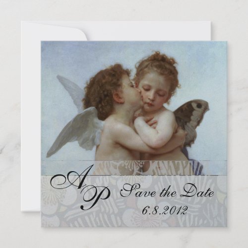 Amor and Psyche as Children Wedding Party Monogram Invitation