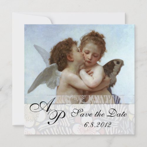 Amor and Psyche as Children Wedding Party Monogram Invitation