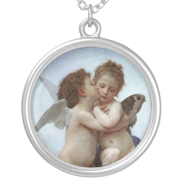 Amor and Psyche Silver Plated Necklace (Front)