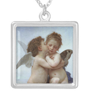Amor and Psyche Silver Plated Necklace