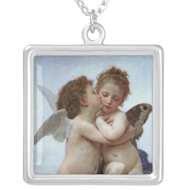 Amor and Psyche Silver Plated Necklace (Front)