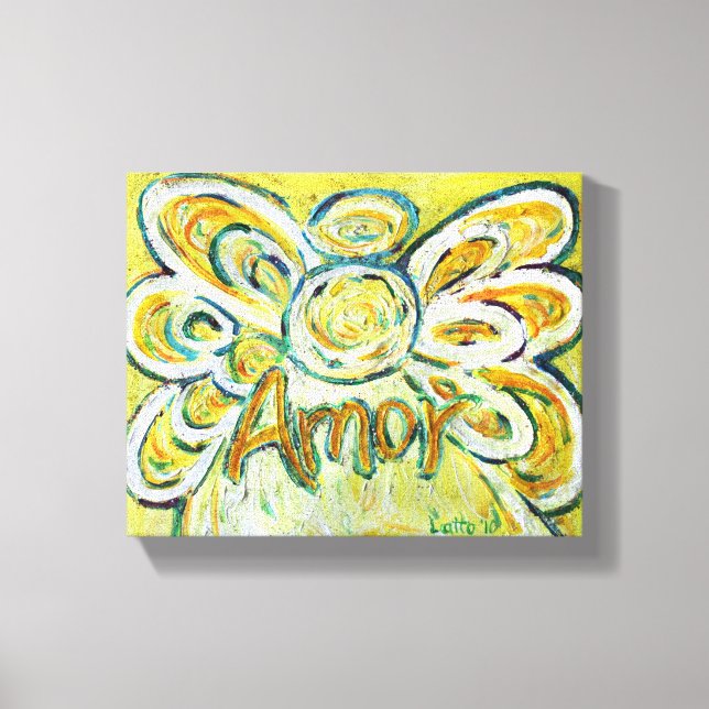 Amor Angel Word Art Painting Wrapped Canvas Print (Front)