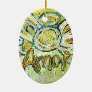 Amor Angel Word (Spanish "Love") Holiday Ornament