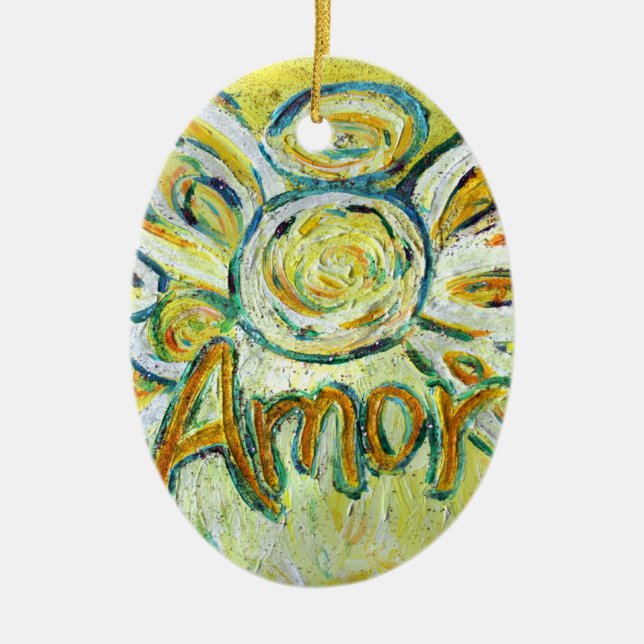Amor Angel Word (Spanish "Love") Holiday Ornament (Front)