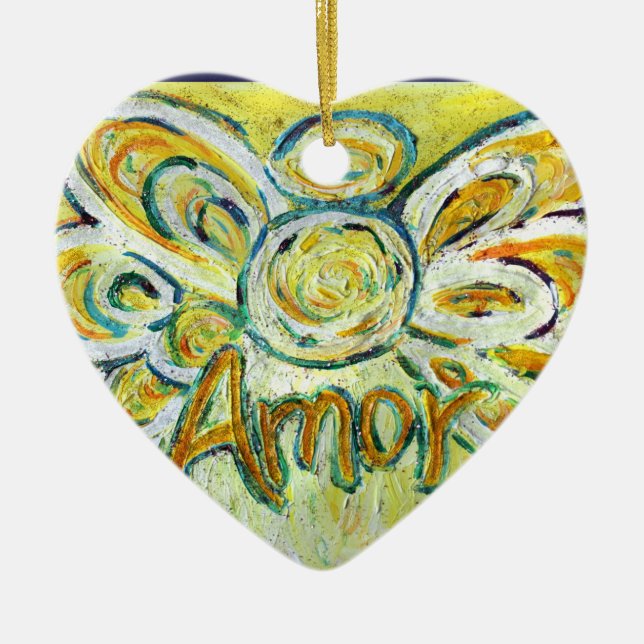 Amor Angel Word (Spanish "Love") Holiday Ornament (Front)