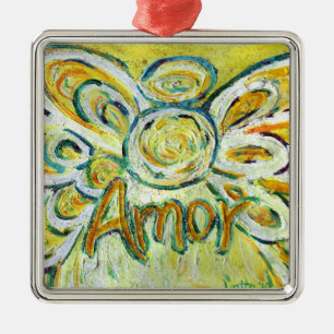 Amor Angel Word (Spanish "Love") Holiday Ornaments