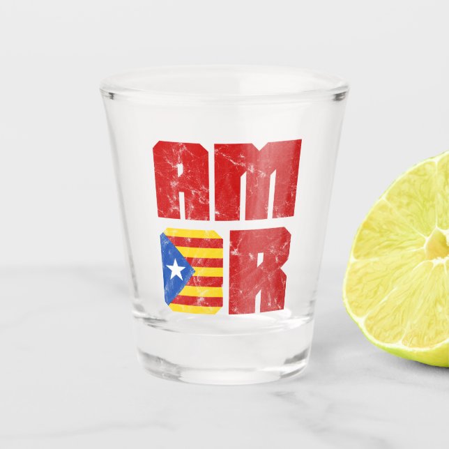 Amor Catalan Love, Catalan Independence Flag Shot Glass (Front)