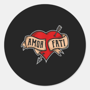 Amor Fati - Clic Nietzsche Tattoo Heart Design Classic Round Sticker